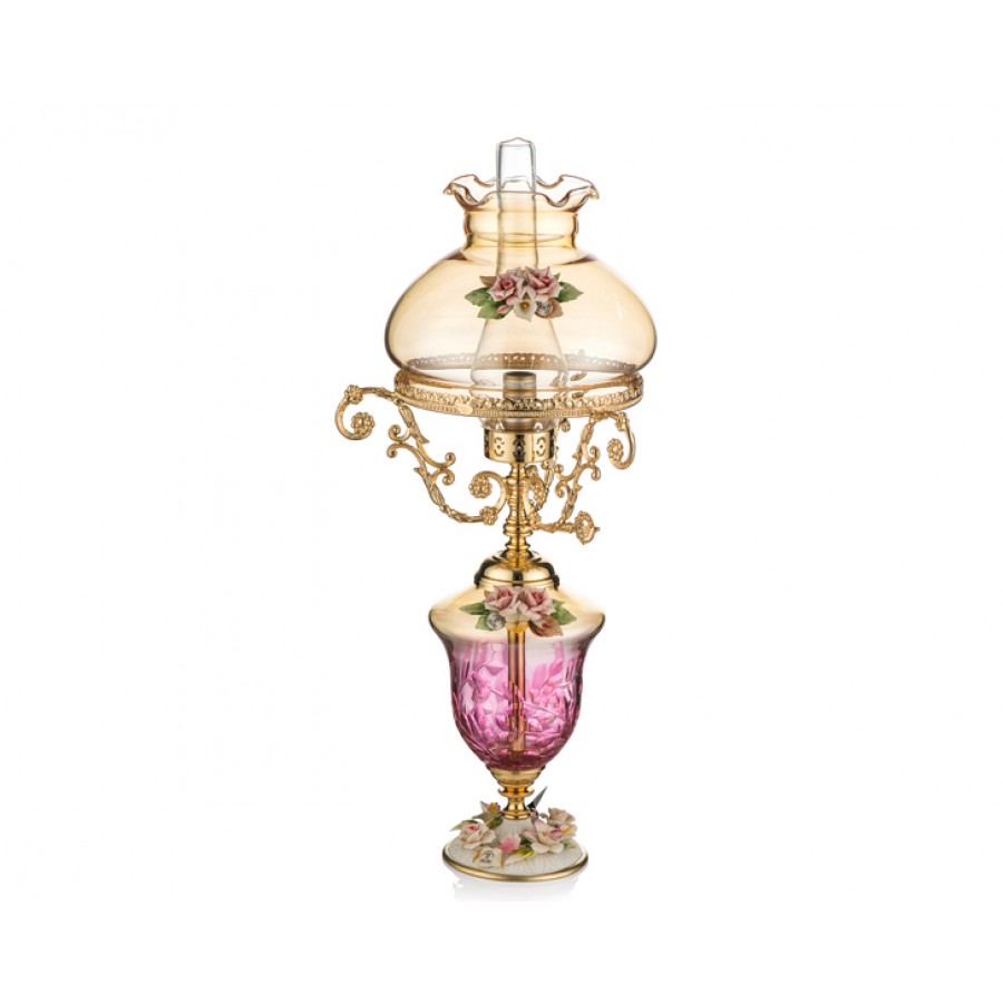PR05-1070 - Amber-Pembe Altın Kapidemonteli Lamba 48cm