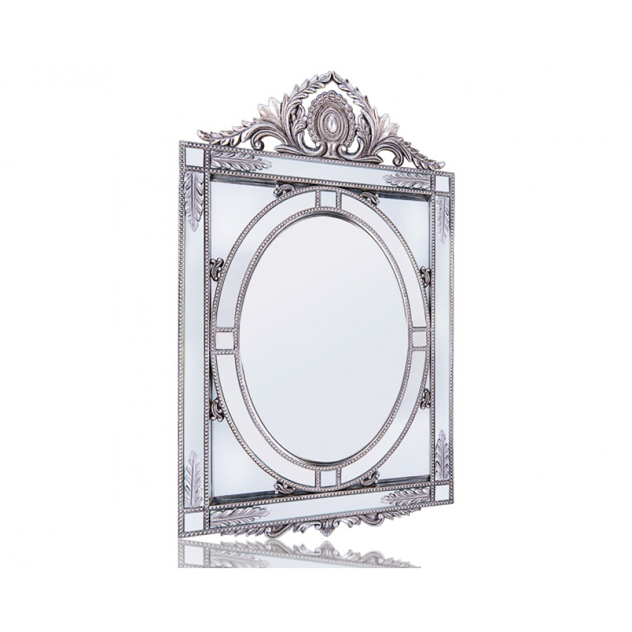 PR42-1077 - Gümüş Başak Detaylı Taçlı Ayna 100*66