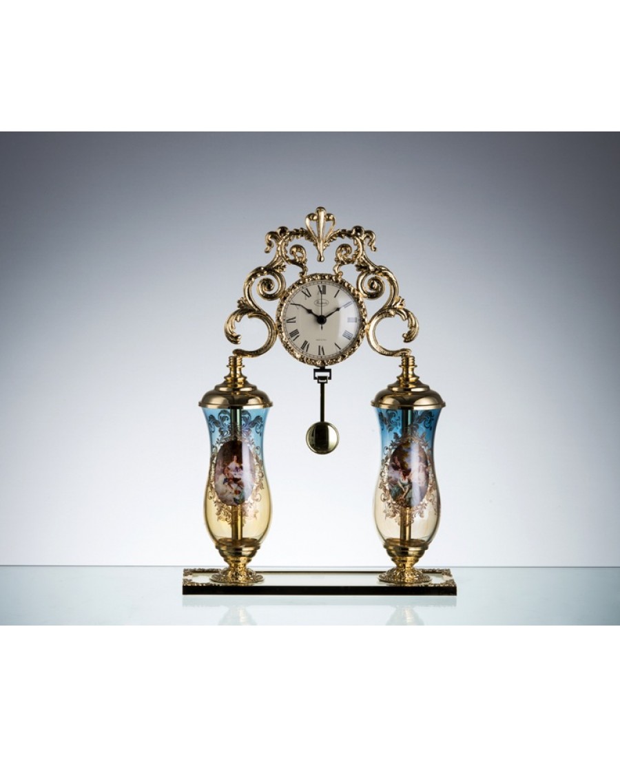 AHD-1739 - Altın-Mavi Amber Saat 42*29