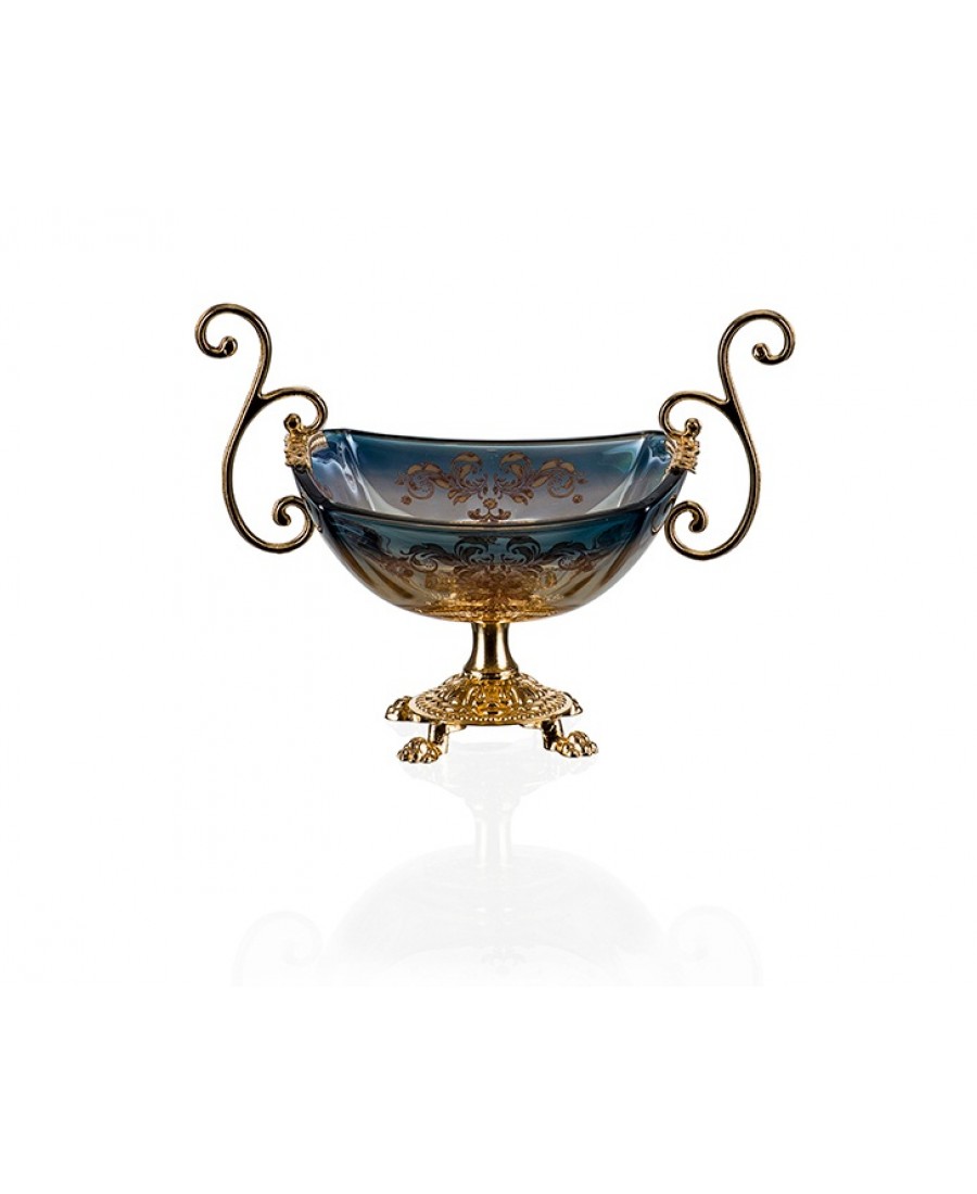 AHD-2013 - Altın Mavi Amber Şekerlik 20*16cm.