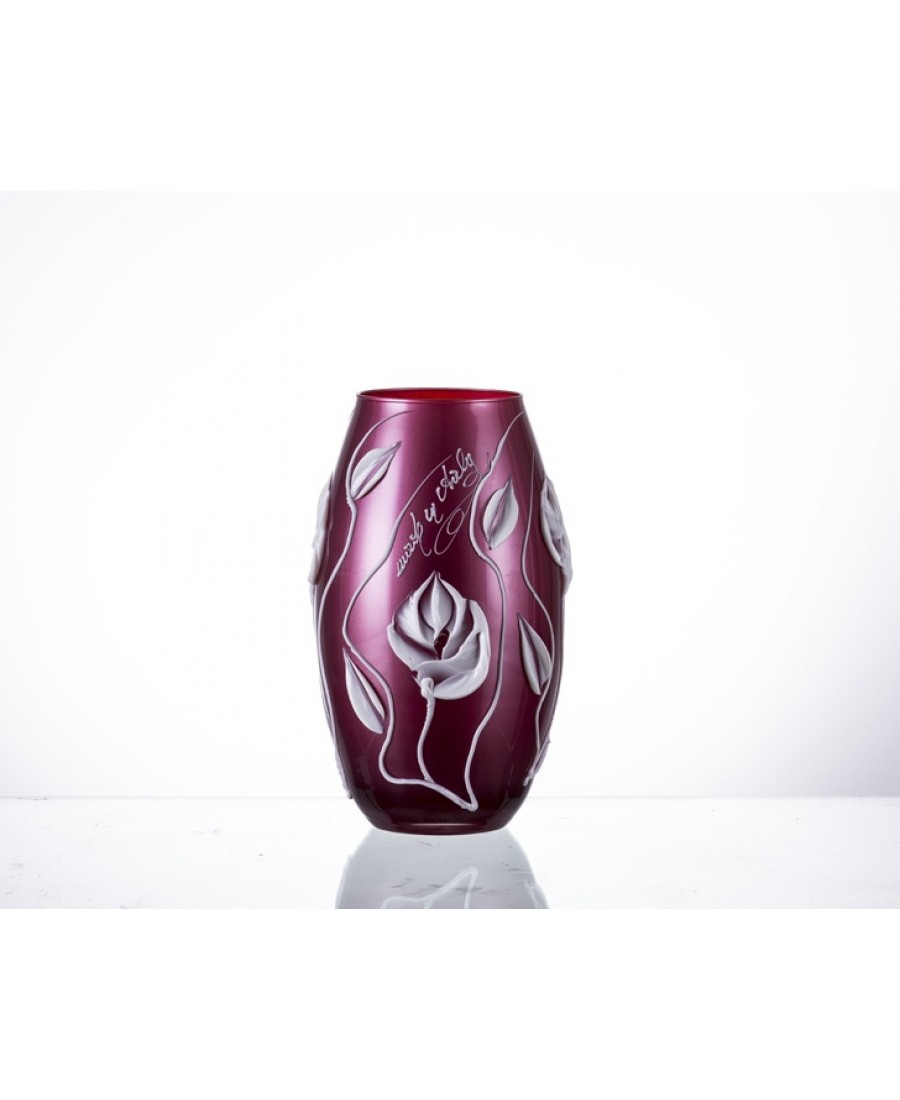 AHD-39155 - Fuşya Çiçekli K.Oval Vazo 30cm.