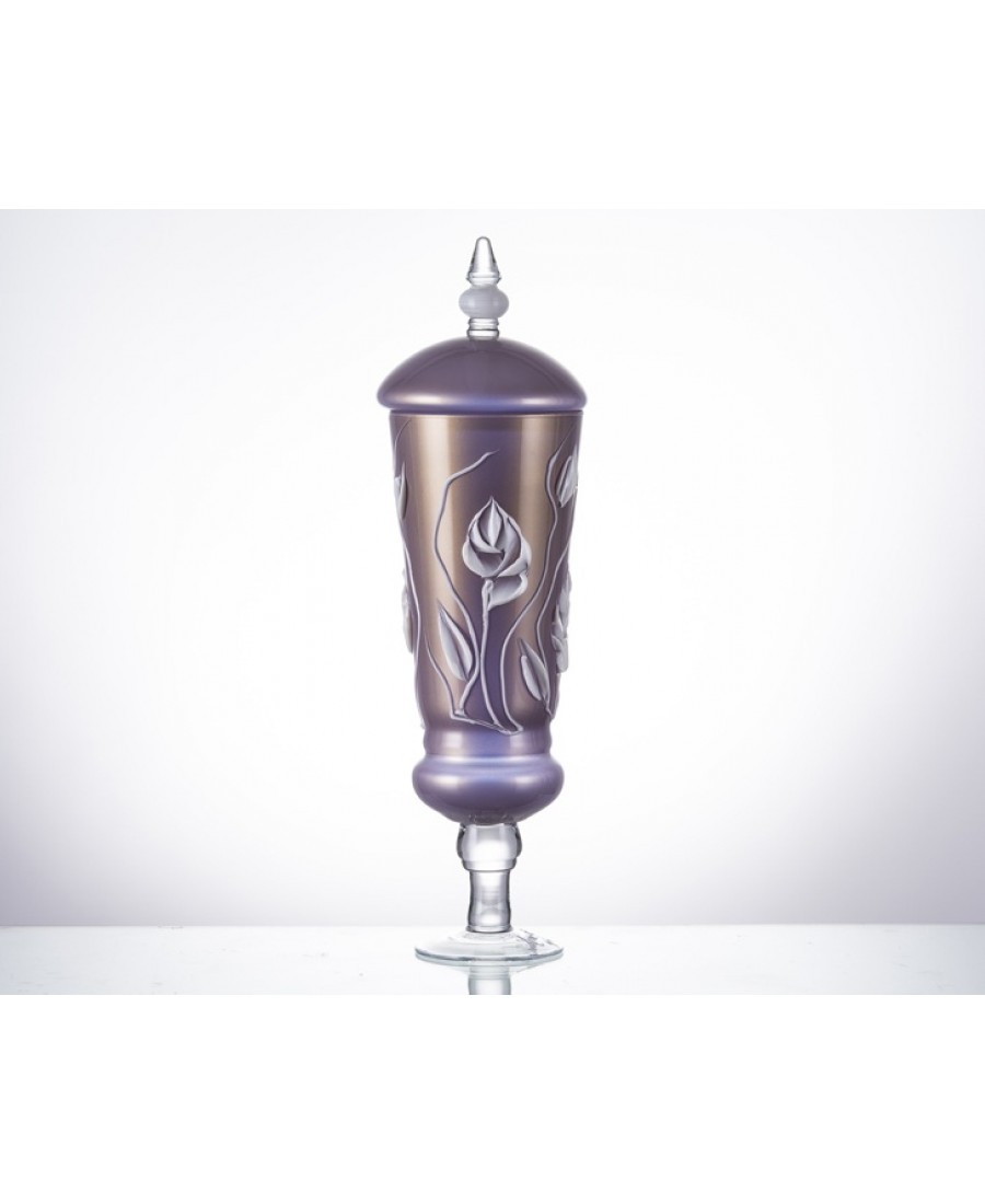 AHD-39156 - LilaÇiçekli Kapaklı Küp 60cm.