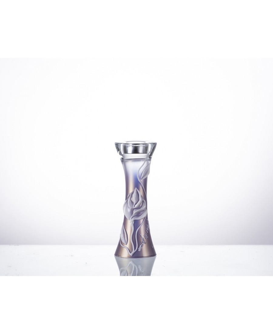 AHD-40149 - Lila Çiçekli K.Mumluk 25cm.