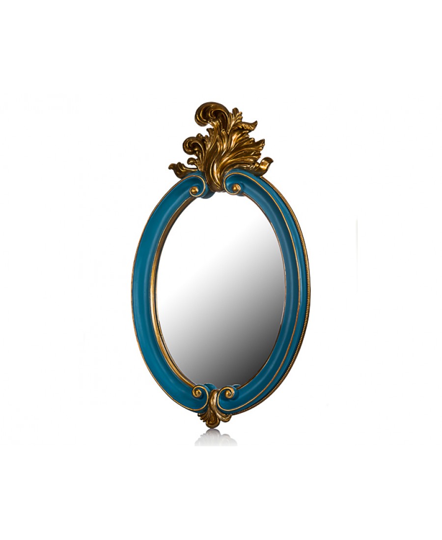 M58-111 - Altın-Mavi Oval Ayna 82*48