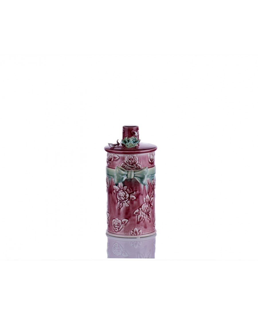 M70-105 - Kapağı Çiçekli Bordo Vazo