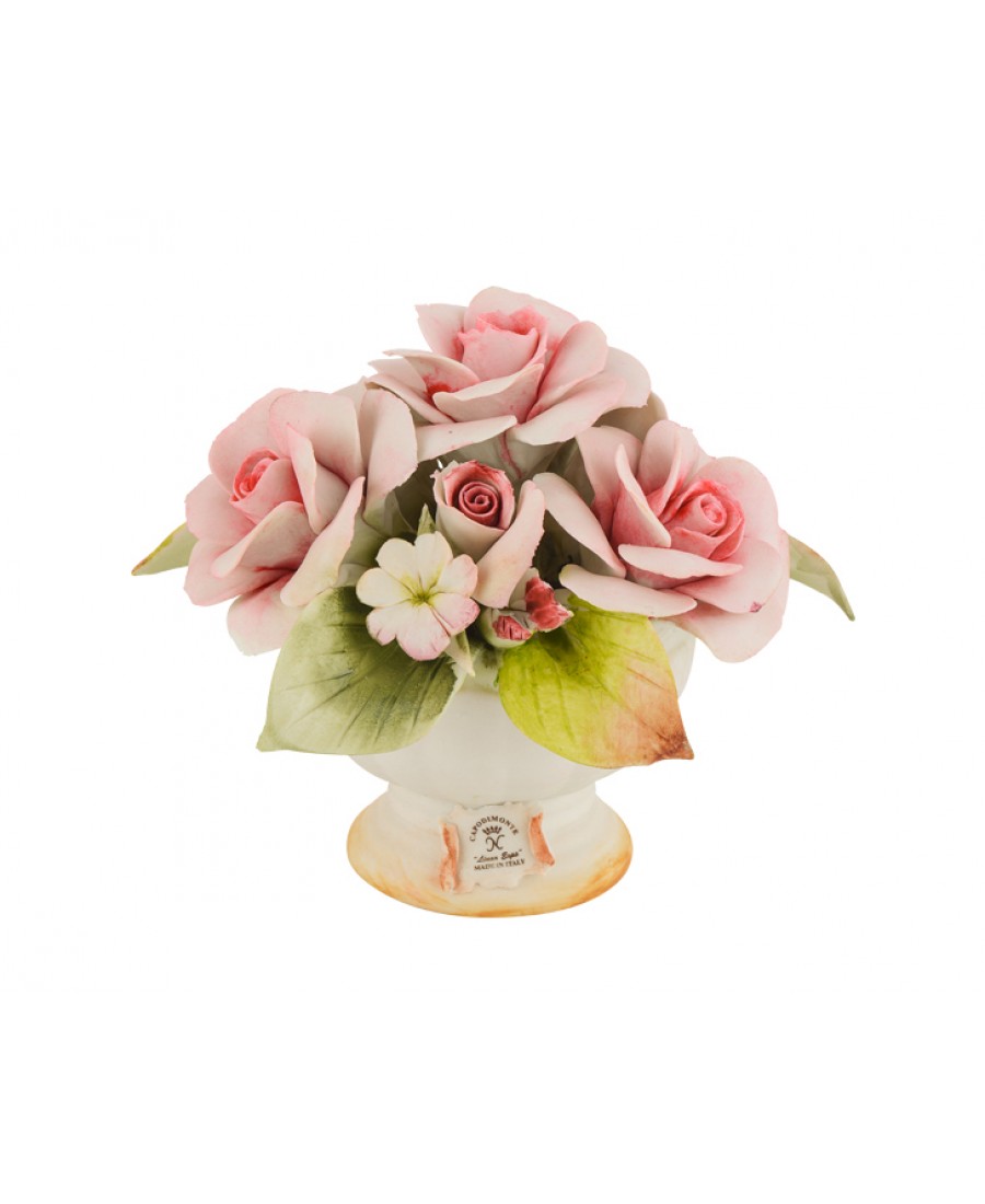 PR01-1057 - Güllü Yuvarlak Süs Vazosu 14*16