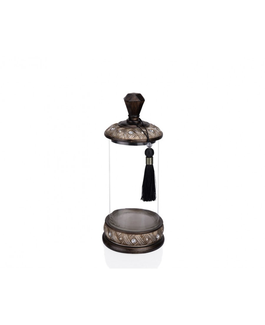PR12-1030 - Hasır İşlemeli Cam Dekoratif Kavanoz 15*15*35