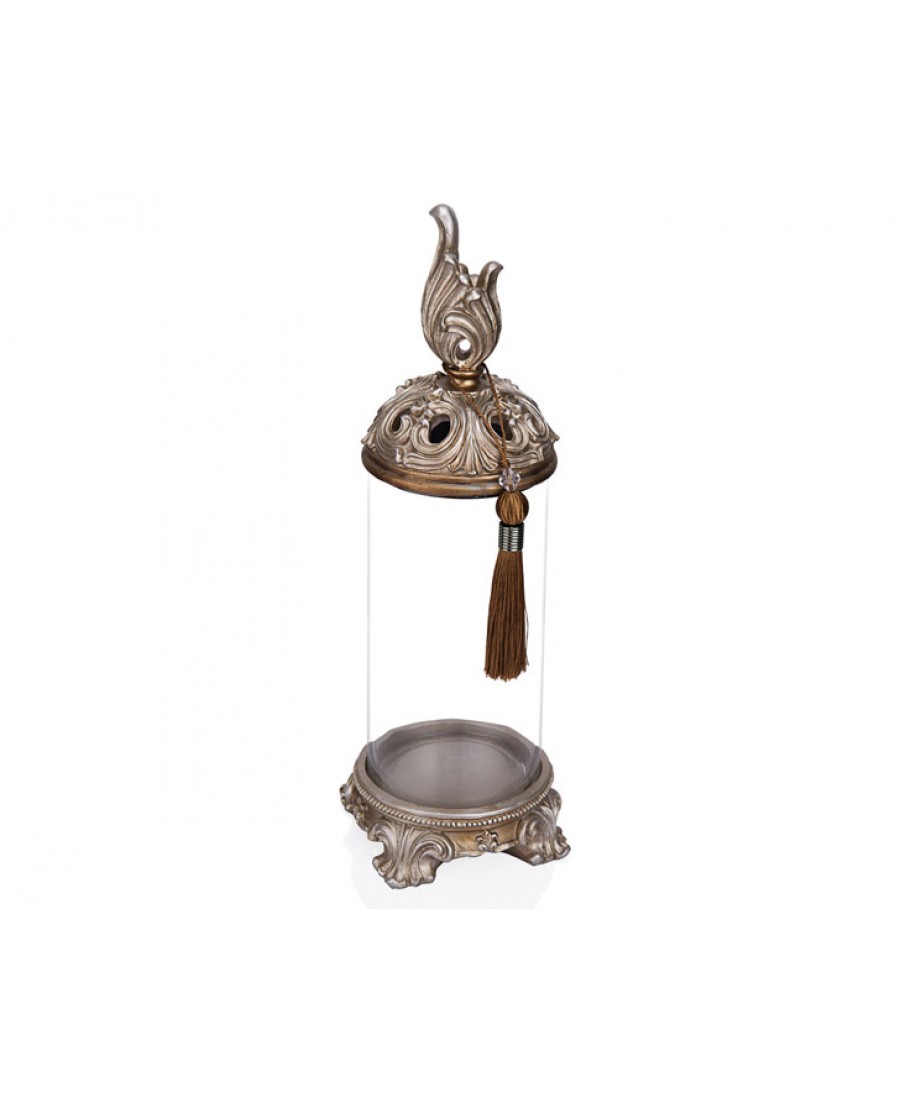 PR12-1034 - Krem Eskitme Cam Dekoratif Kavanoz 15*15*44