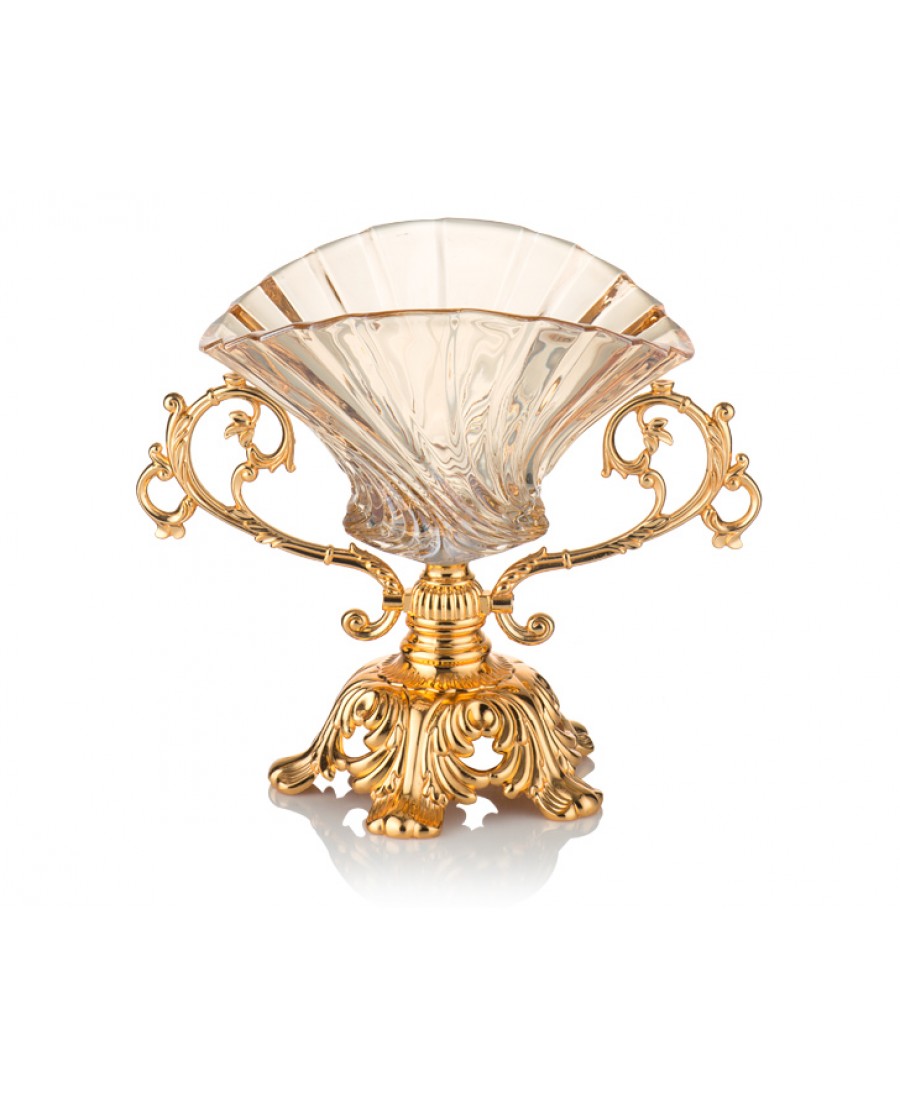 PR16-1023 - Altın Ayaklı Amber Cam Derin Şekerlik 28*16*21