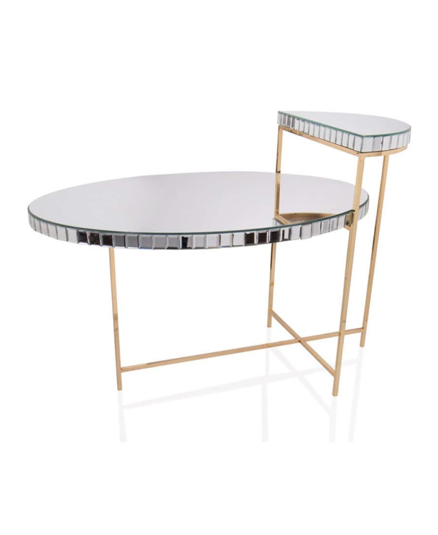 PR18-1011 - Altın Aynalı 2 Katlı Sehpa 88*52*63