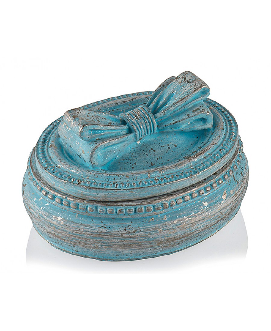 PR30-1036 - Mavi Kurdeleli Oval Mücevher Kutusu 7*6