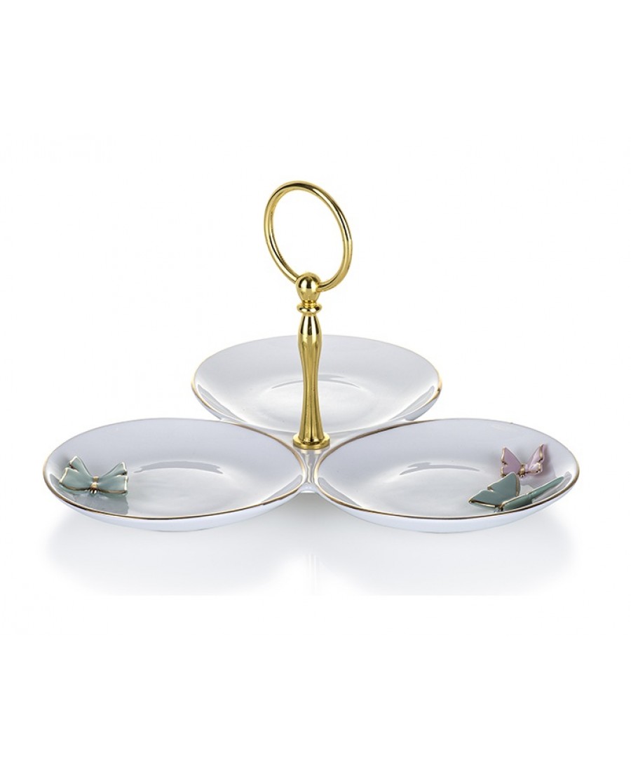 PR61-1009 - Kelebekli 3 Bölmeli Çerezlik 19*23*14h