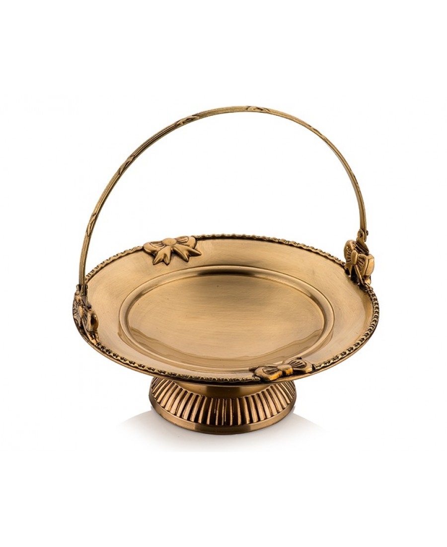 PR80-1029 - Bronz İşlemeli Ayaklı Tutma Saplı Şekerlik 21*7