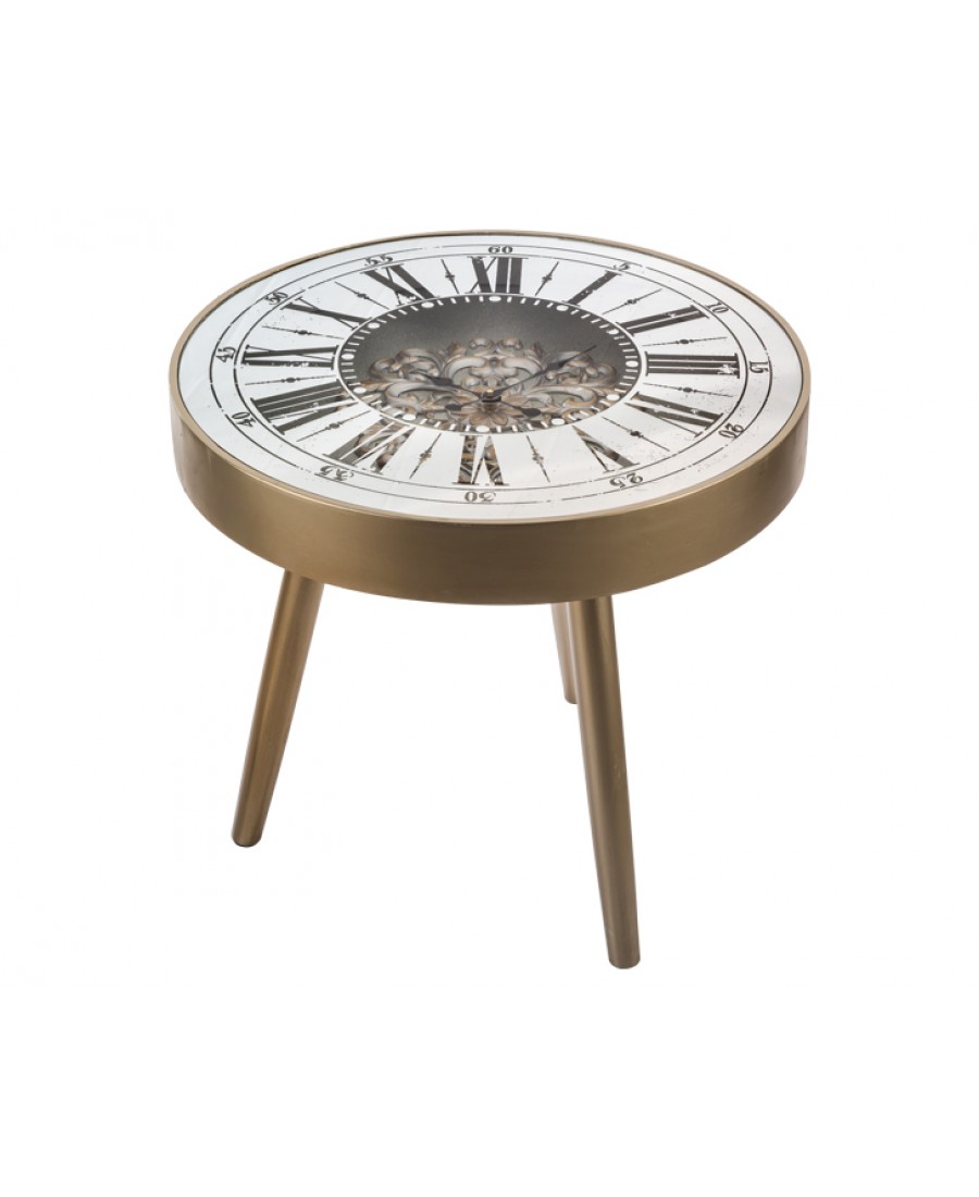 PR90-1010 - Aynalı İşlemeli Saatli Sehpa 60*60*56